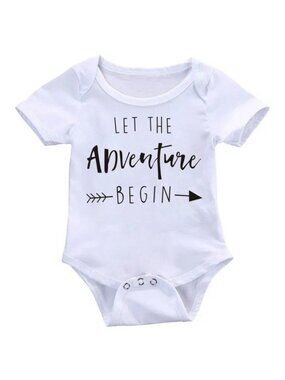 Baby Girl Boy LET THE ADVENTURE BEGIN Pregnancy Announce One Piece Bodysuit 0-3m